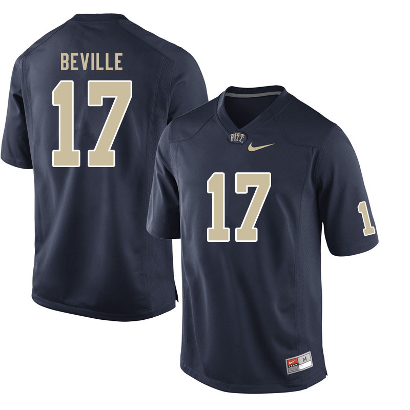 Men #17 Davis Beville Pitt Panthers College Football Jerseys Sale-Navy